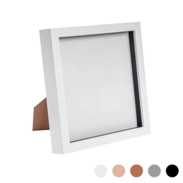 Nicola Spring 8 X 8" Photo Frame - White - 3D Photo Frame Picture Frame Box Portrait Display Case (22.5 X 22.5Cm)