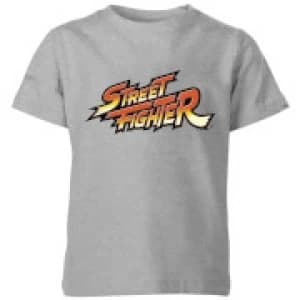 Street Fighter Logo Kids T-Shirt - Grey - 11-12 Years