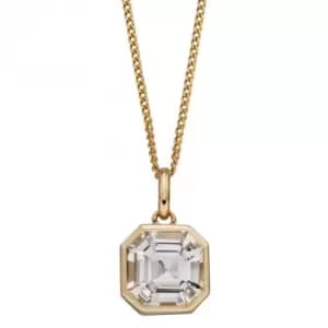 Asscher Cut White Topaz Pendant in Yellow Gold GP2285C