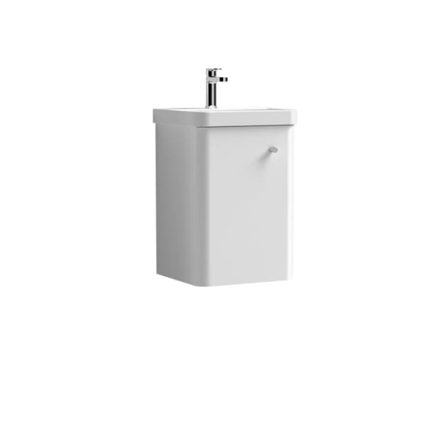 Balterley Wall Hung 1 Door Vanity Unit with Ceramic Sink Gloss White 400mm White