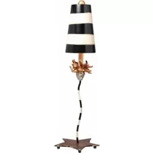 Table Lamp Gold Leaf With Black & Taupe Stripes LED E27 100W Bulb