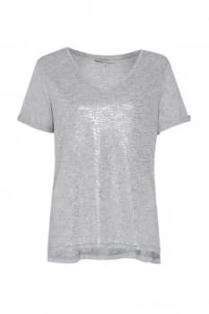 Great Plains Let It Shine V Neck T Shirt Silver Marl