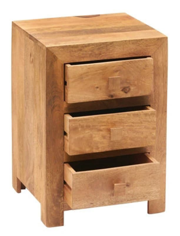 Buttercup Farm Toko Light Mango 3 Drawer Bedside - Solid Mango Wood - L40 X W42 X H62 Cm