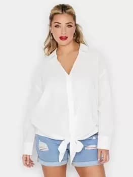 Yours Tie Hem Shirt Off White, Size 20, Women