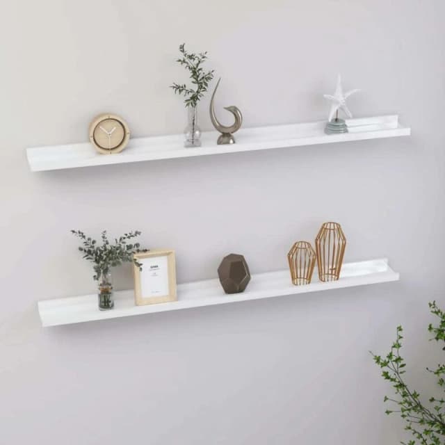 VIDAXL Wall Shelves 2 pcs High Gloss White 100x9x3cm Vidaxl 8720286417522
