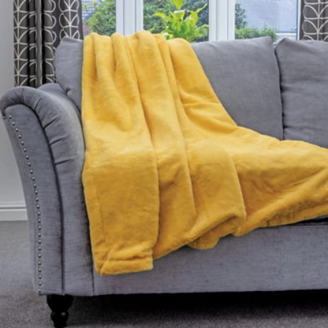 Dreamcatcher Luxury Faux Fur Polyester Throw Over Blanket 160x130cm Gold