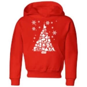 Star Wars Character Christmas Tree Kids Christmas Hoodie - Red - 11-12 Years