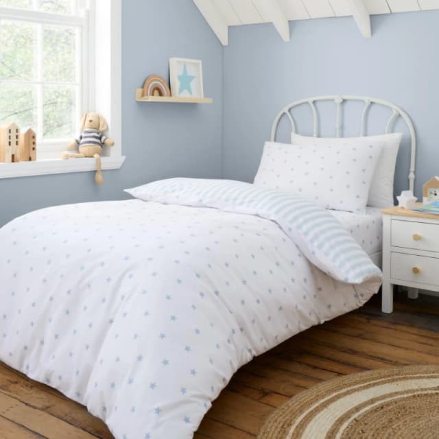 Bianca Mini Star & Stripes Reversible Duvet Cover Set Blue unisex Single