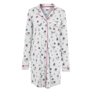Linea Ski Scene Nightshirt - Grey Marl