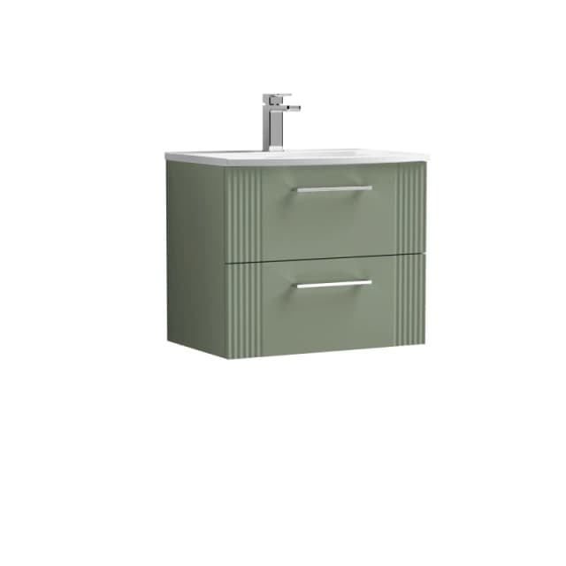Balterley 2 Drawer Wall Hung Vanity Unit Curved Basin Green 600mm Green