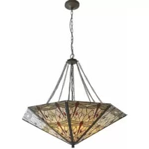 Tiffany Glass Hanging Ceiling Pendant Light Large Bronze Feature Shade i00103