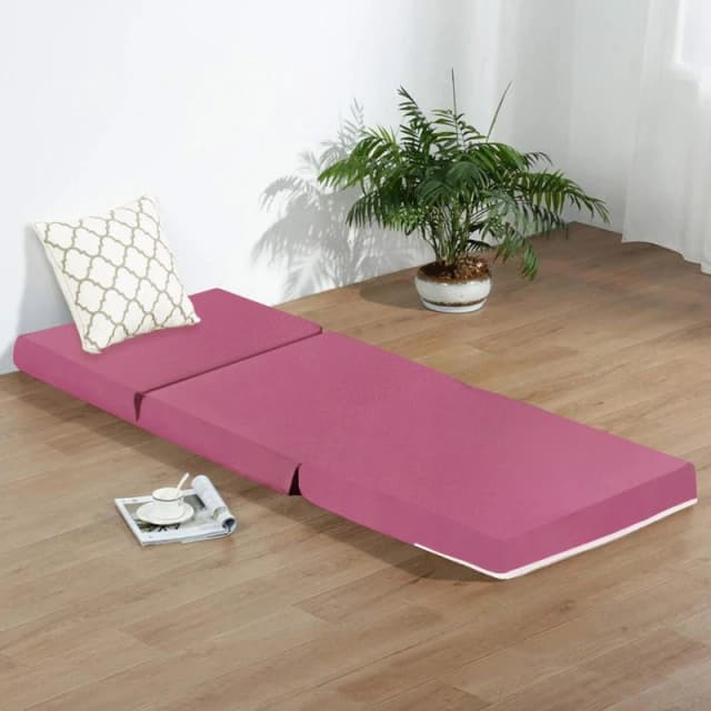 Mattress Guru Leather Z Bed Futon Folding Mattress Chair Pink