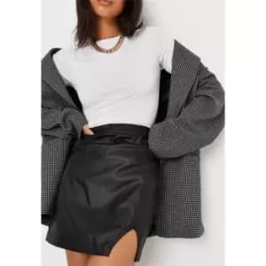 Missguided Notch Front Coated Denim Mini Skirt - Black