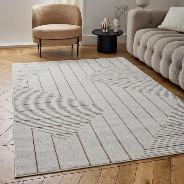 THE RUGS Carmel Modern Area Rugs & Runners Geometric Stain Resistant in Terracotta Size: 120cm x 170cm Terracotta Unisex 120cm x 170 cm