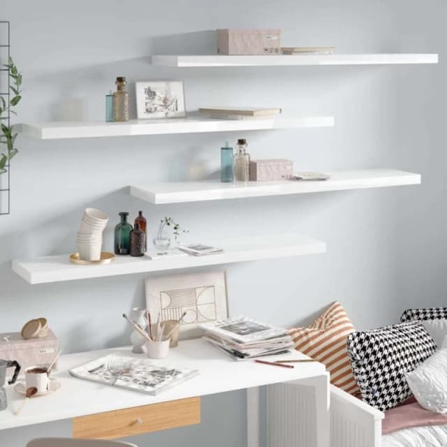 VIDAXL Floating Wall Shelves 4 pcs High Gloss White 120x23.5x3.8cm mdf Vidaxl 8720286073902