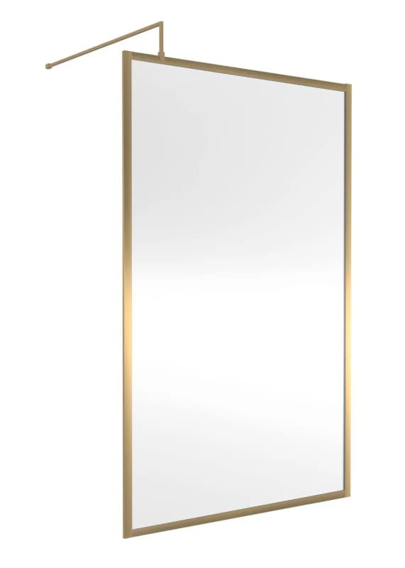 Balterley 8mm Wetroom Screen & Support Bar: 1200 mm, Brushed Brass in Metallics Metallics Unisex