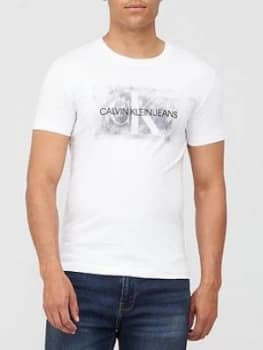 Calvin Klein Jeans Blurred Silver Monogram T-Shirt - White