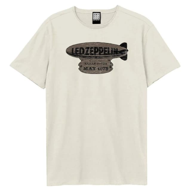 Amplified Mens May 1975 LED Zeppelin T-Shirt in Ecru Size: XS Ecru Male XS