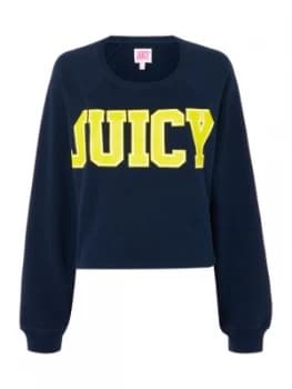 Juicy by Juicy Couture Crew Neck Long Sleeve Cutoff Terry Sweatshirt Blue