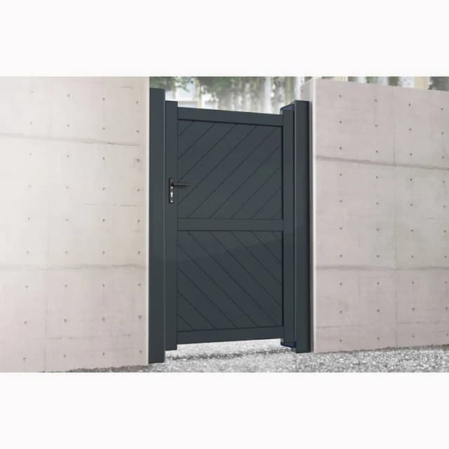 Ready Made Gates Pedestrian Gate 1000x1600mm Black - Diagonal Solid Infill & Flat Top Black Unisex