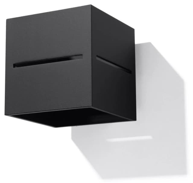 SOLLUX LOBO Black Wall Lamp: Modern Loft Design with Up/Down Square Shape - G9