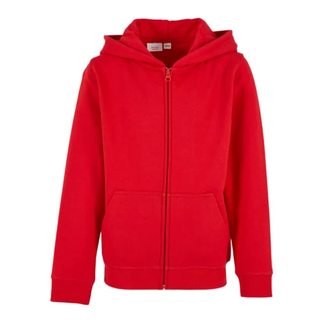Build Your Brand Basic Full Zip Hoodie in Scarlet Size: 11-12 Years Scarlet Unisex 11-12 Years