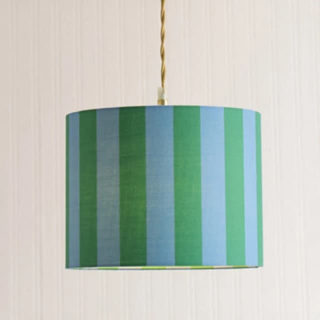 ValueLights ValueLights Callie Colour Clash Blue and Green Stripe Drum Lamp Shade with Bulb Size: Small Multi Small Unisex 5059406065521