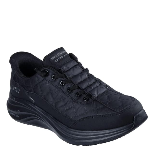 Skechers Deconstructed Quilted Upper Sneaker Slip On Trainers Mens Black male 7 (41)