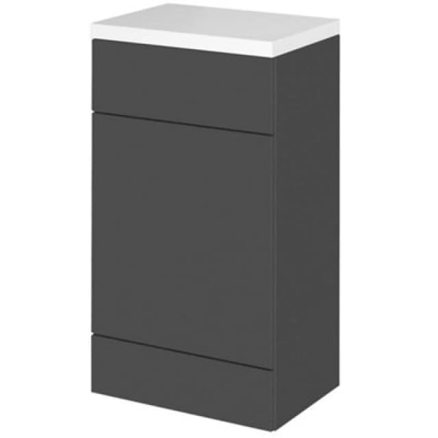 Hudson Reed Fusion 500mm Back To Wall Wc Unit With Polymarble Or Compact Top, Gloss Grey