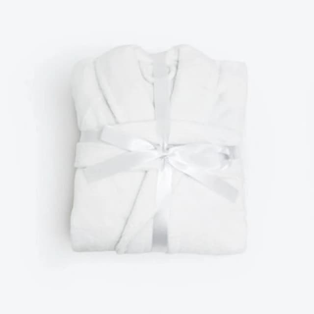 Allure Bath Fashions Luxury Dual Textured Velour Dressing Gown, Unisex Towelling Bathrobe - White, S/m