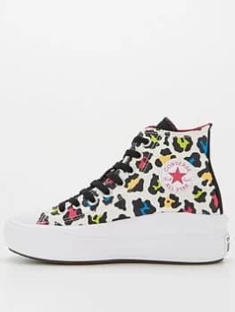 Converse Chuck Taylor All Star Move Leopard Print Platform ChildrenS Trainers - Pink/Black