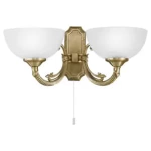 Wall Light Colour Bronzed Cast Metal Shade White Satin Glass Bulb E14 2x40W