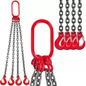 VEVOR 4 Legs Chain Sling with Sling Hook G80, 8MM X 1M Lifting Chain Slings, Chain Hanging with Shortners Crane Grade 80 4T/ 8800LBS, Heavy Duty Lifti