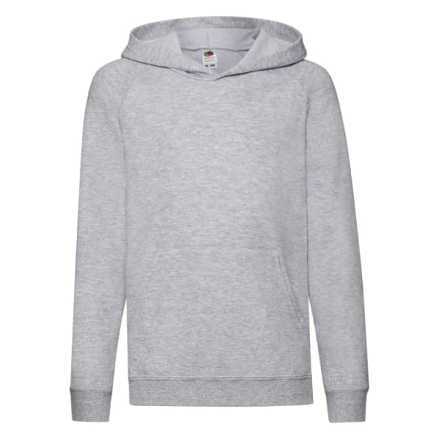 Fruit of the Loom Lightweight Hooded Sweatshirt Hoodie in Grey Size: 12-13 Years Grey Unisex 12-13 Years