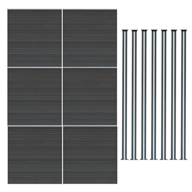 Monstershop Composite Fence Panels & LED Posts 6ft x 34ft - Grey Grey Unisex