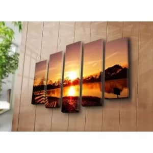 5PATK-174 Multicolor Decorative Canvas Painting (5 Pieces)