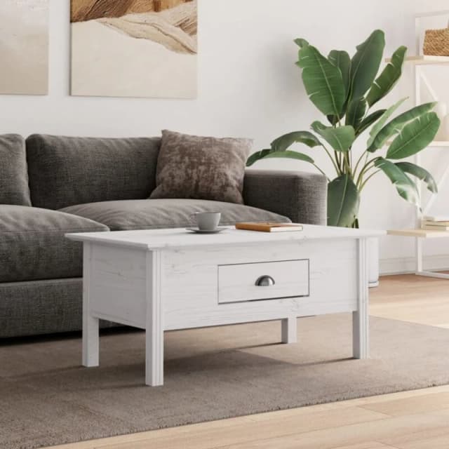 Vidaxl Coffee Table Bodo White 100X55X45cm Solid Wood Pine, White 355068