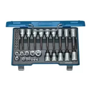 Jeu de cles a douille 19 TX 20 34 pieces 1/4 + 1/2 po. T8-T60/E4-E24 GEDORE
