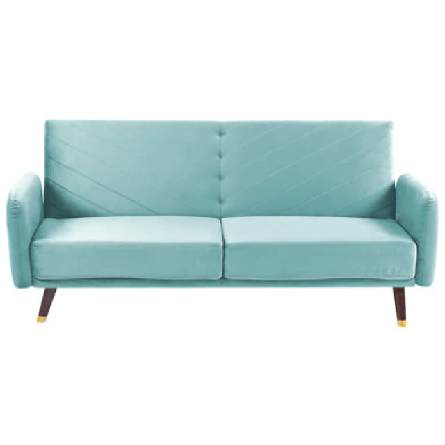 Beliani Sofa Bed 3 Seater Senja Velvet Light Blue