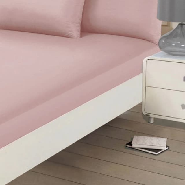 OHS OHS Plain Dyed Non-Iron Fitted Bed Sheet in Light Pink Size: Single Fitted Light Pink Single Fitted Unisex 5027434119776