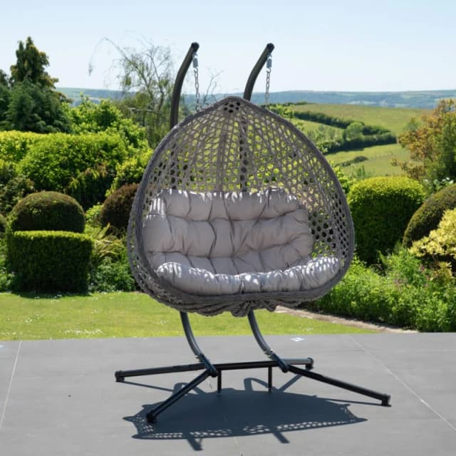 Artemis Home Alston Double Garden Hanging Egg Chair in Light Grey Light Grey Unisex