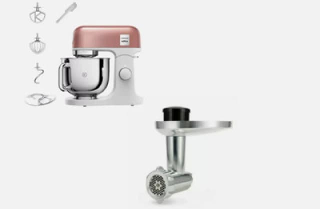Kenwood 5L Kmix Stand Mixer Apricot Pink & Food Mincer