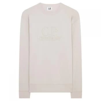 CP Company Stitch Front Logo Crew Sweater - Moon Grey 906