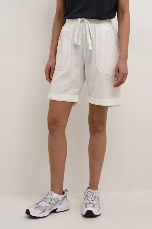 Kaffe Womens Naya Elastic Waist Casual Shorts in Cool White Size: 12 Cool White Female 12