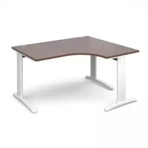 TR10 deluxe right hand ergonomic desk 1400mm - white frame and walnut