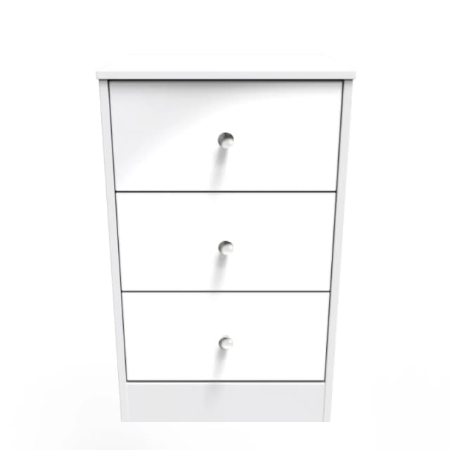 Taunton 3 Drawer Bedside Cabinet In White (Ready Assembled)