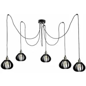 Keter Gemma Cluster Pendant Ceiling Light Black, Gold, 5x E27