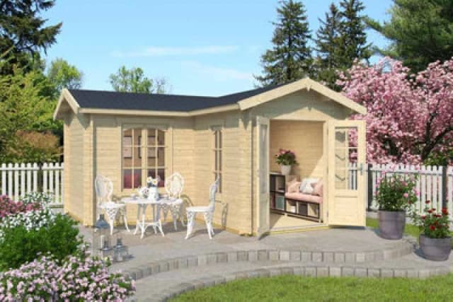 Lasita Maja Portsmouth-Log Cabin, Wooden Garden Room, Timber Summerhouse, Home Office - L450 X W447.6 X H245.1 Cm