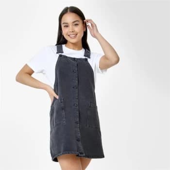 Jack Wills Patsy Denim Mini Dress - Washed Black