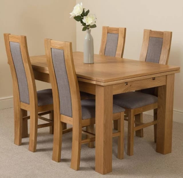 Thats Furniture Richmond 140-220cm Oak Extending Dining Table & 4 Stanford Chairs in Brown Brown Unisex
